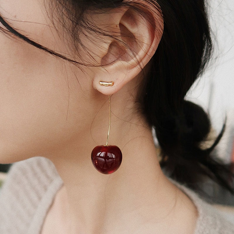 CHERRY FRUIT EUROPEAN STYLE EARRINGS