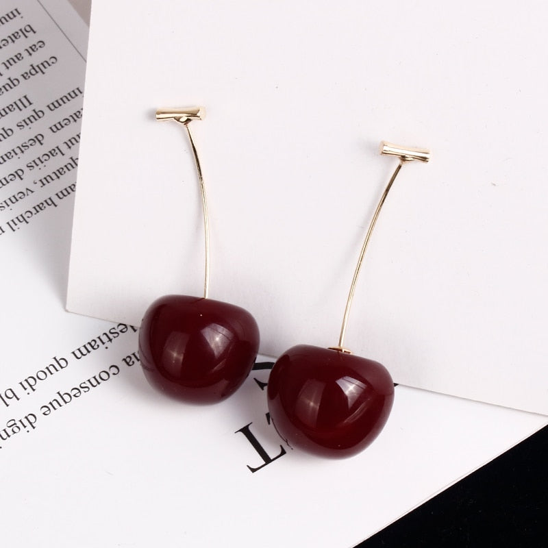 CHERRY FRUIT EUROPEAN STYLE EARRINGS