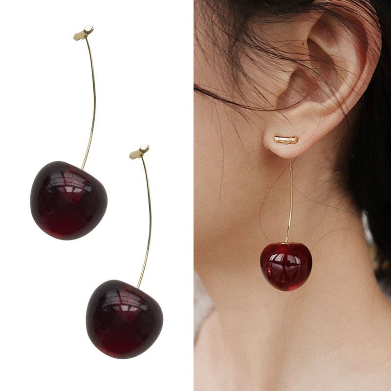 CHERRY FRUIT EUROPEAN STYLE EARRINGS